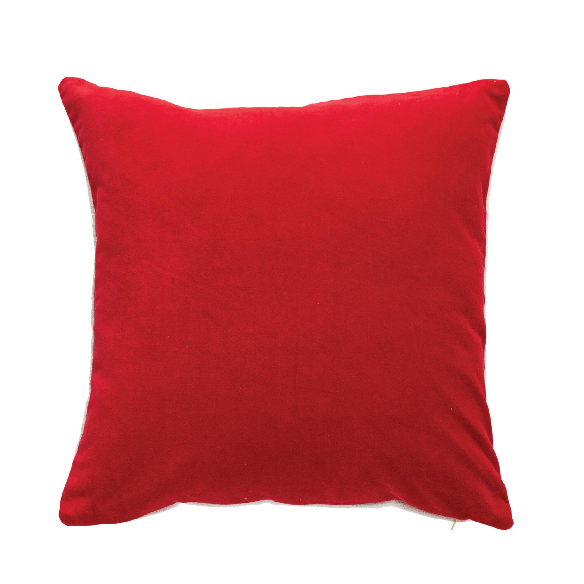 Hello Honey® Cream & Red Embroidered Snowflake Pillow